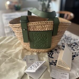 Like New Loewe Woven Basket Bag in Natural/Rosemary